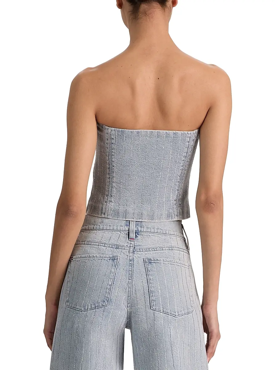 Alice + Olivia Women's Kelcey Rhinestone Pinstriped Bustier Top | Thumbnail 5 Alice + Olivia Women's Kelcey Rhinestone Pinstriped Bustier Top | Thumbnail 5
