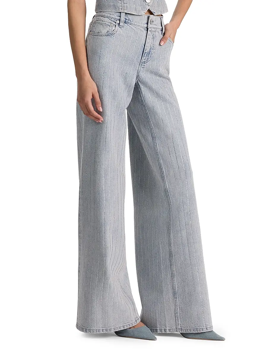 Alice + Olivia Women's Embellished Wide-Leg Jeans | Thumbnail 4 Alice + Olivia Women's Embellished Wide-Leg Jeans | Thumbnail 4