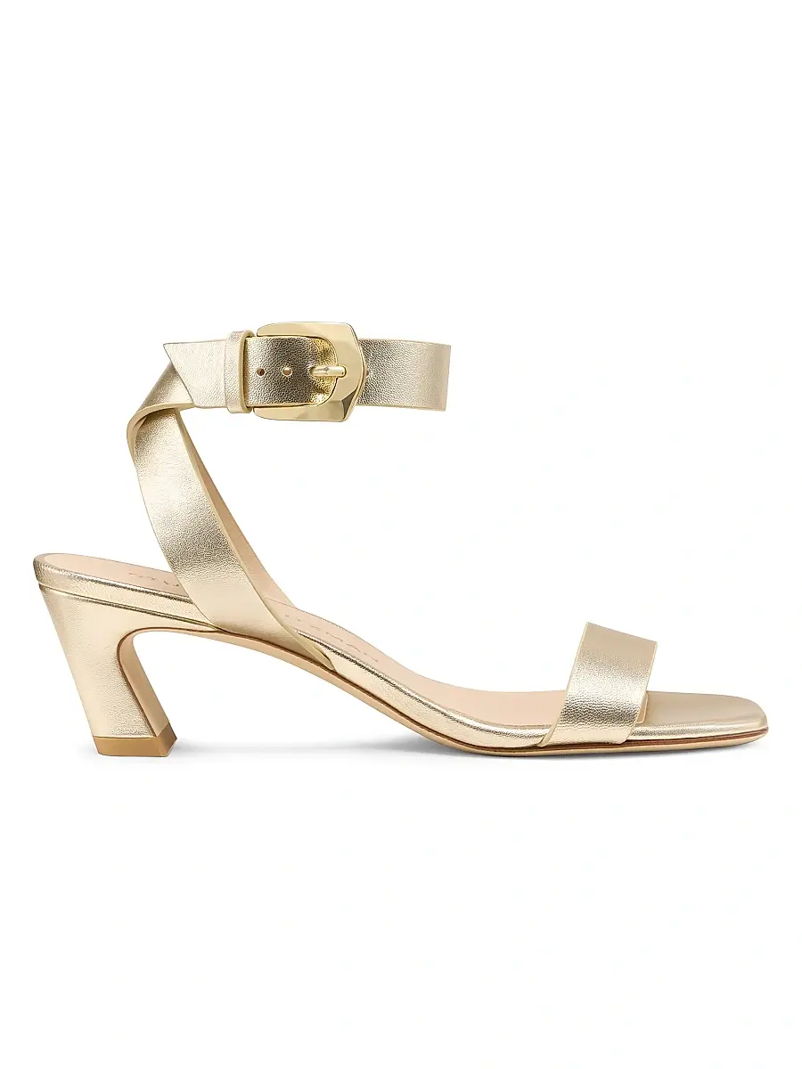 Stuart Weitzman Women's Sai 50MM Leather Sandals - Light Gold | Image 1 Stuart Weitzman Women's Sai 50MM Leather Sandals - Light Gold | Image 1