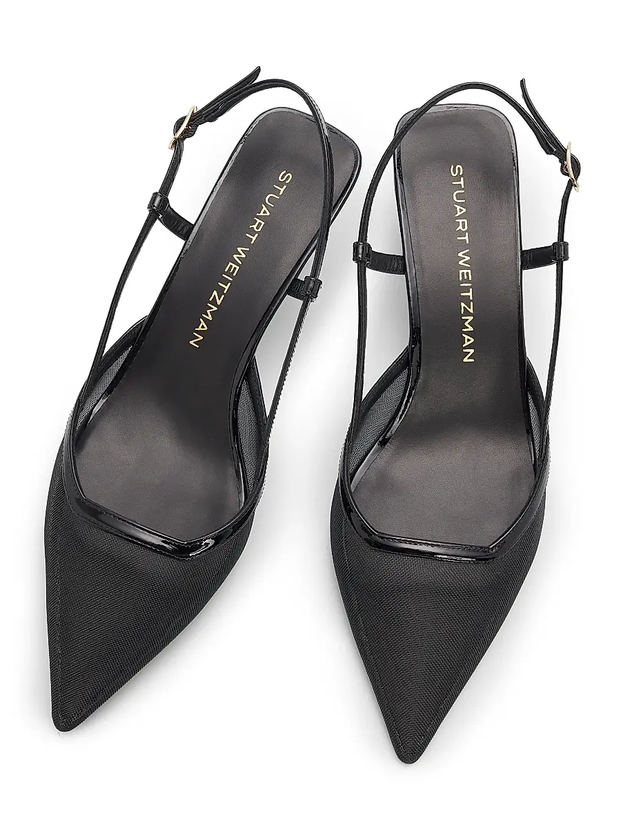 Stuart Weitzman Women's Vinnie 50MM Mesh Kitten-Heel Slingback Pumps | Thumbnail 4 Stuart Weitzman Women's Vinnie 50MM Mesh Kitten-Heel Slingback Pumps | Thumbnail 4