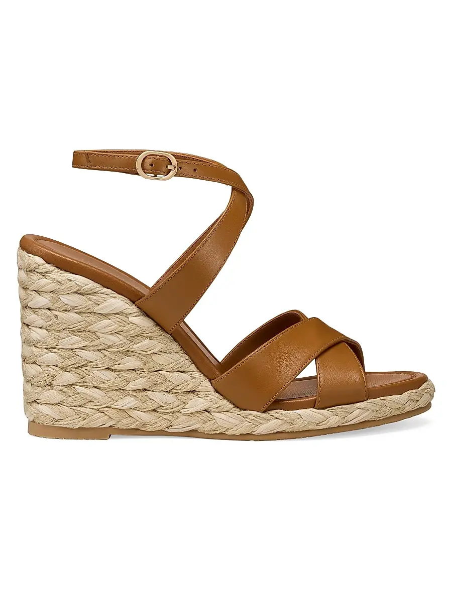 Stuart Weitzman Women's Alyssa 100MM Leather Wedge Sandals - Boho Tan | Image 1 Stuart Weitzman Women's Alyssa 100MM Leather Wedge Sandals - Boho Tan | Image 1