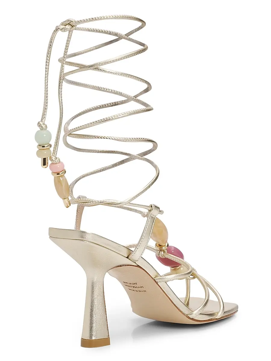 Stuart Weitzman Women's Majorca 85MM Beaded Ankle-Wrap Sandals | Thumbnail 3