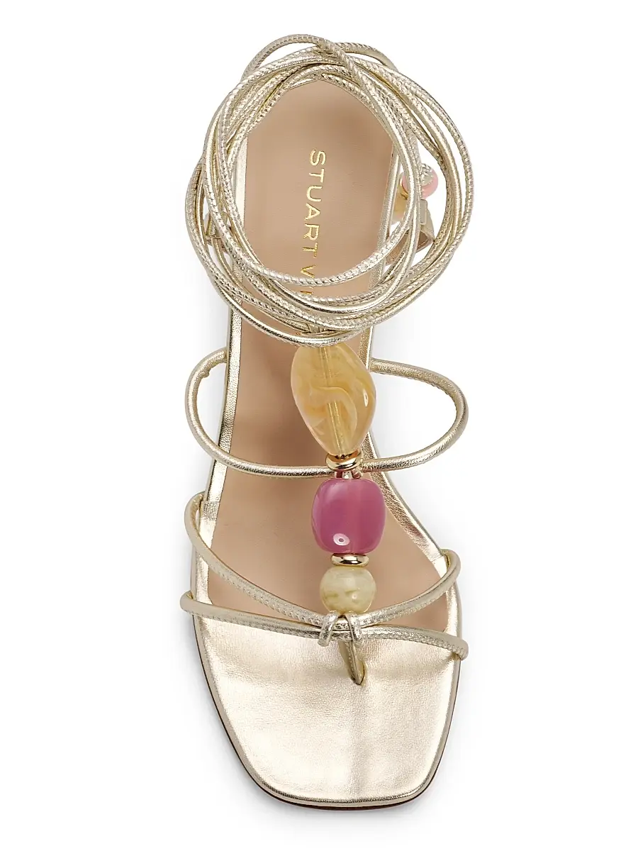Stuart Weitzman Women's Majorca 85MM Beaded Ankle-Wrap Sandals | Thumbnail 4