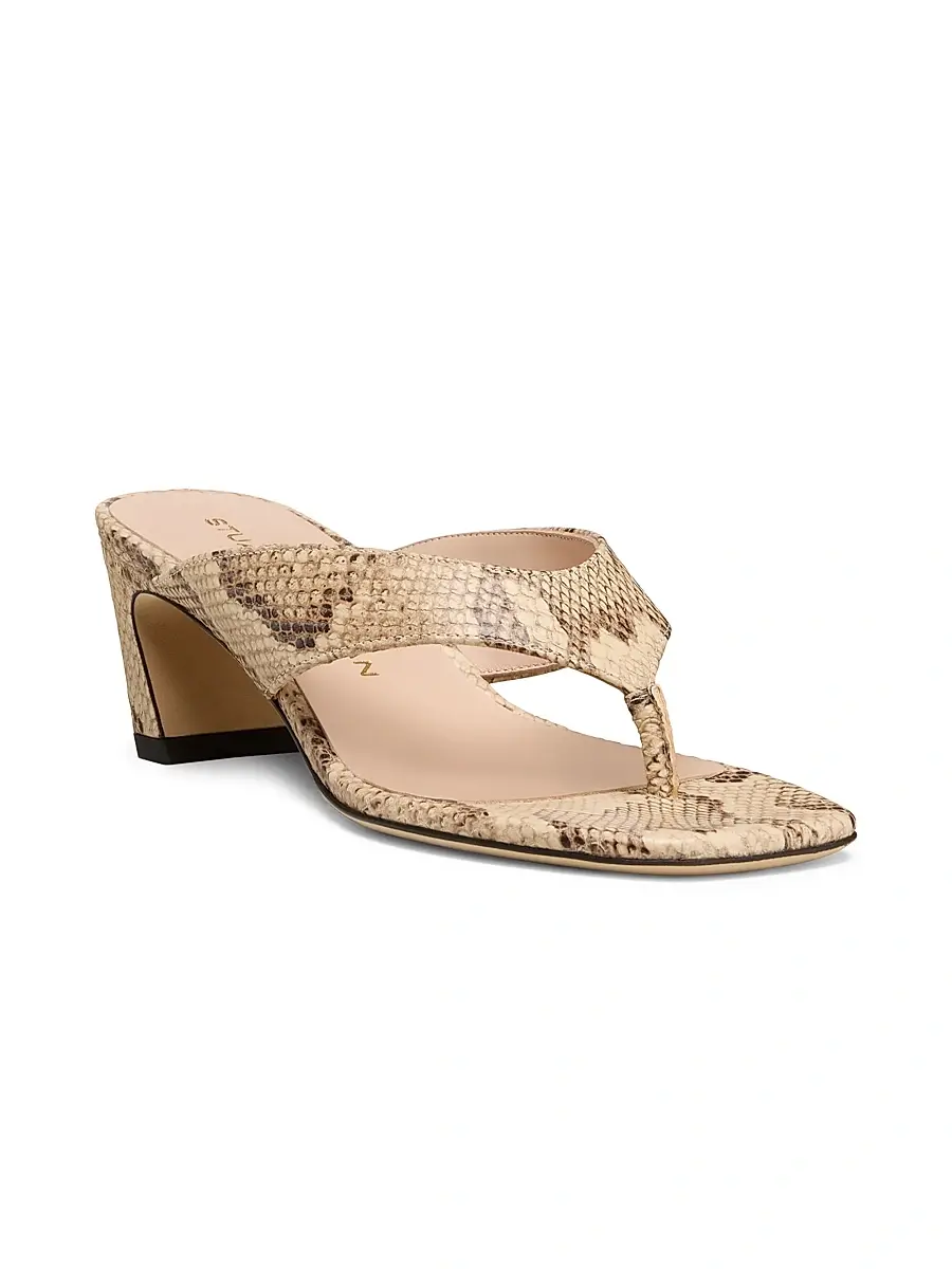 Stuart Weitzman Women's Stassi 50MM Snake Print Slip-On Sandals | Thumbnail 2
