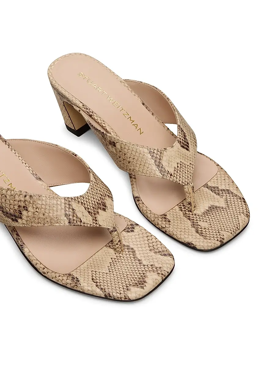 Stuart Weitzman Women's Stassi 50MM Snake Print Slip-On Sandals | Thumbnail 4