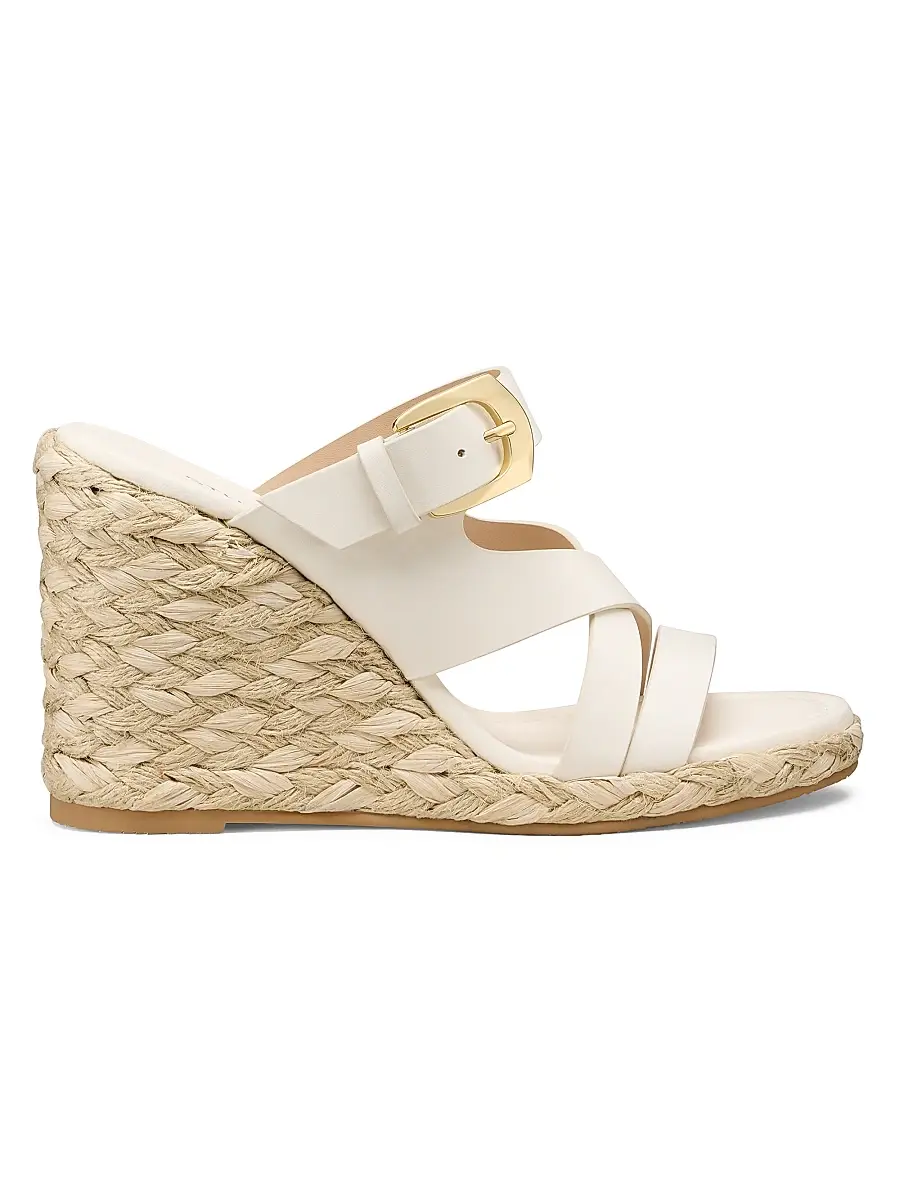 Stuart Weitzman Women's Sai 105MM Leather Espadrille Wedge Sandals - Cream | Image 1 Stuart Weitzman Women's Sai 105MM Leather Espadrille Wedge Sandals - Cream | Image 1