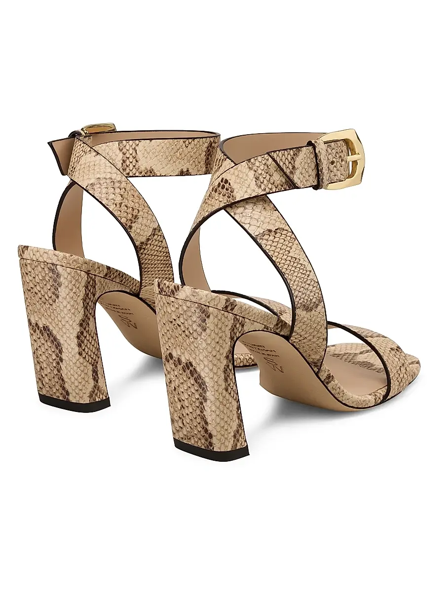 Stuart Weitzman Women's Sai 85MM Snakeskin-Embossed Leather Sandals | Thumbnail 3