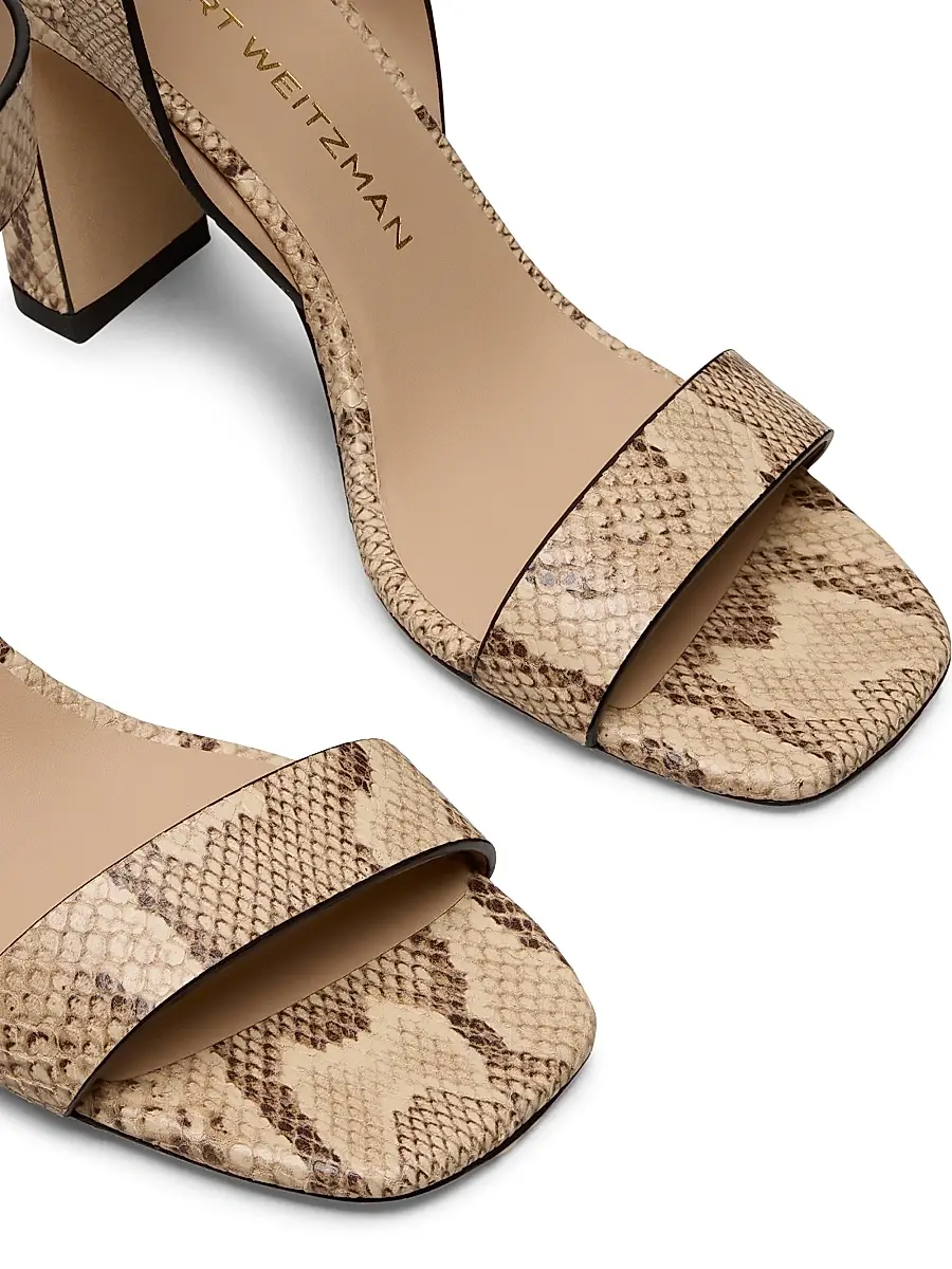 Stuart Weitzman Women's Sai 85MM Snakeskin-Embossed Leather Sandals | Thumbnail 4