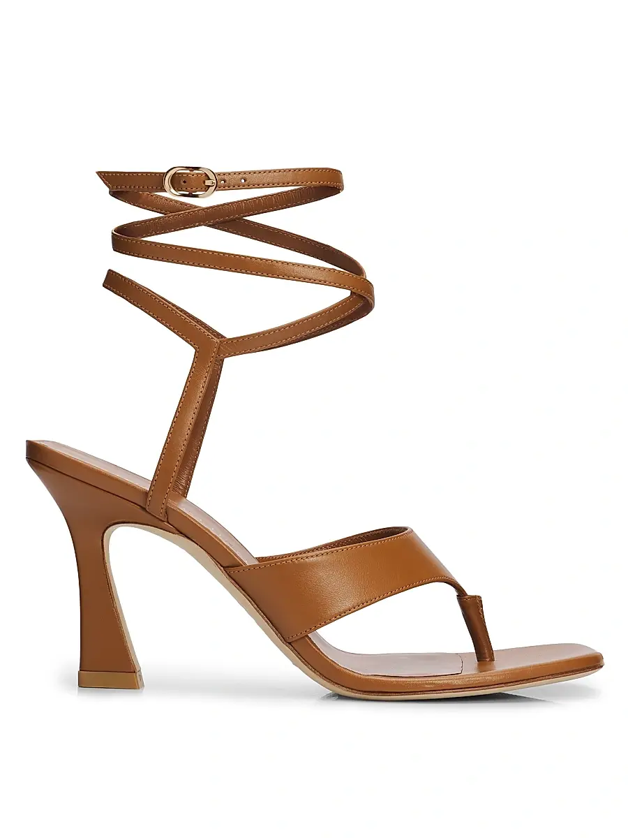 Stuart Weitzman Women's Vinnie 85MM Ankle Wrap Thong Sandals - Boho Tan | Image 1 Stuart Weitzman Women's Vinnie 85MM Ankle Wrap Thong Sandals - Boho Tan | Image 1