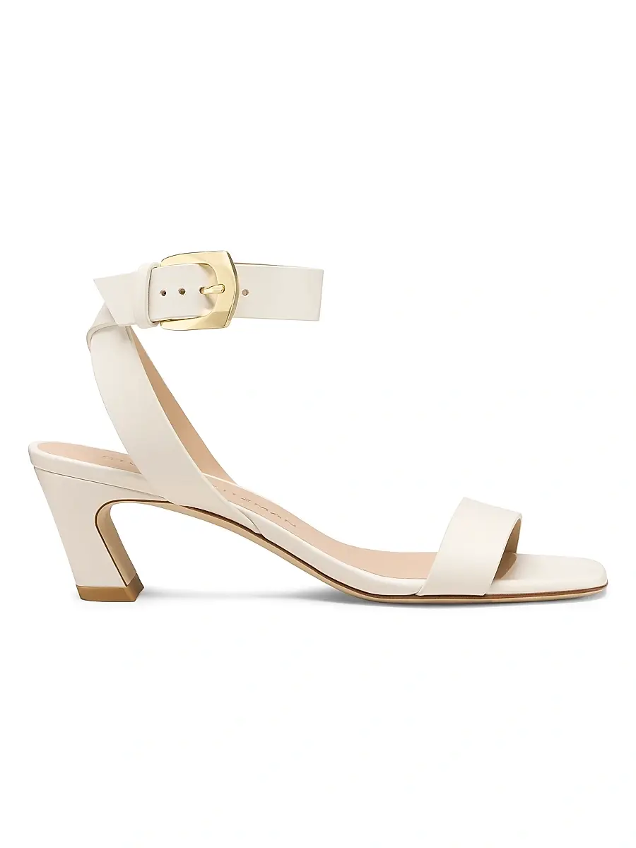 Stuart Weitzman Women's Sai 50MM Leather Block-Heel Sandals - Cream | Image 1 Stuart Weitzman Women's Sai 50MM Leather Block-Heel Sandals - Cream | Image 1