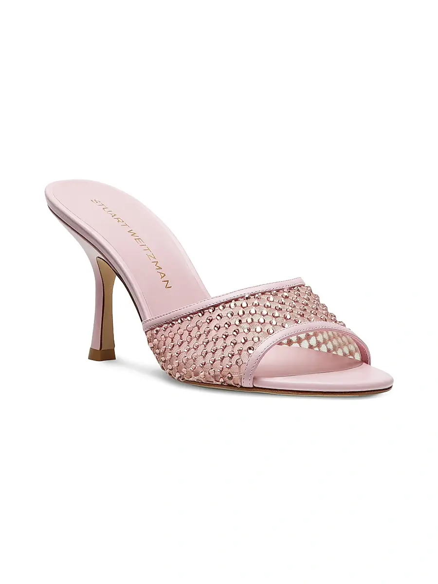 Stuart Weitzman Women's Bareitall Shine 85MM Crystal-Embellished Leather Stiletto-Heel Sandals | Thumbnail 2 Stuart Weitzman Women's Bareitall Shine 85MM Crystal-Embellished Leather Stiletto-Heel Sandals | Thumbnail 2