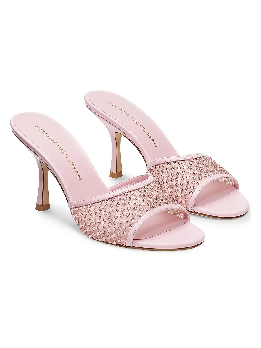 Stuart Weitzman Women's Bareitall Shine 85MM Crystal-Embellished Leather Stiletto-Heel Sandals | Thumbnail 4 Stuart Weitzman Women's Bareitall Shine 85MM Crystal-Embellished Leather Stiletto-Heel Sandals | Thumbnail 4