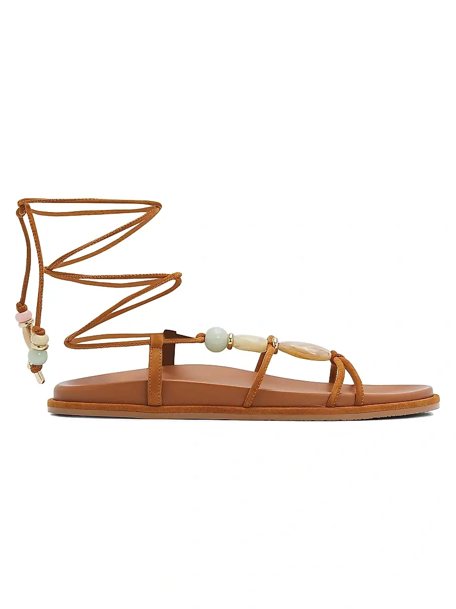 Stuart Weitzman Women's Majorca Beaded Suede Wrap Sandals - Boho Tan | Image 1 Stuart Weitzman Women's Majorca Beaded Suede Wrap Sandals - Boho Tan | Image 1