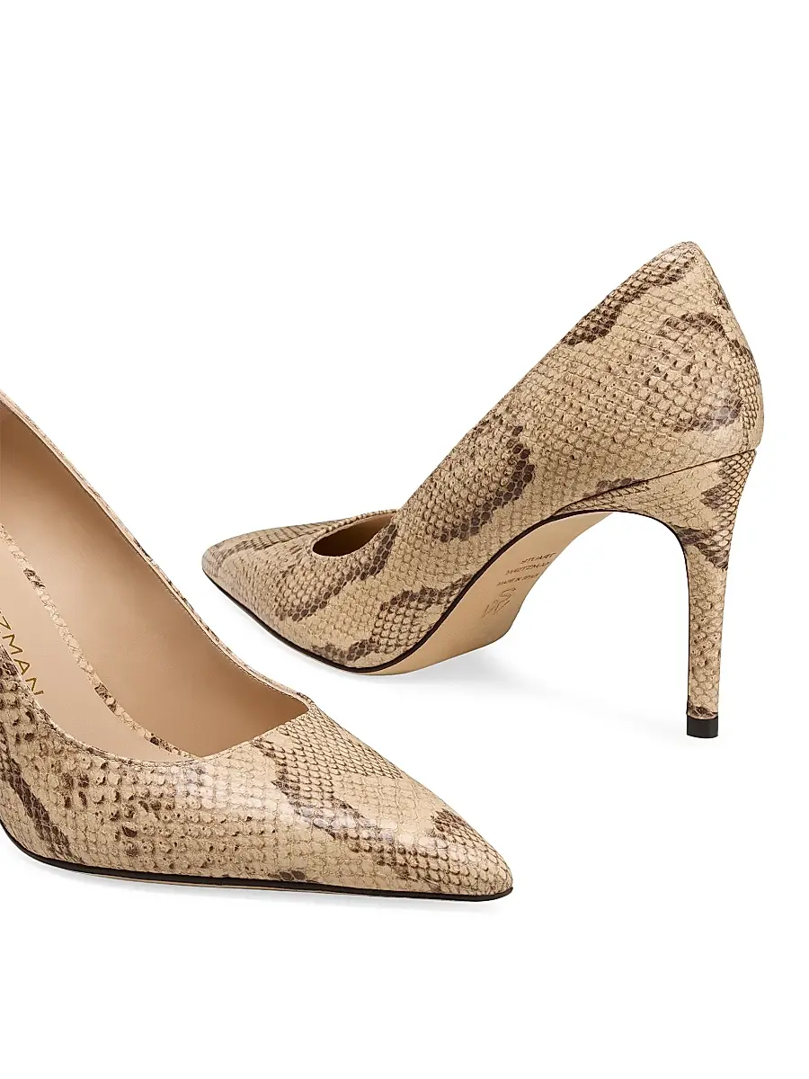 Stuart Weitzman Women's Power 85MM Snakeskin-Print Leather Pumps | Thumbnail 4 Stuart Weitzman Women's Power 85MM Snakeskin-Print Leather Pumps | Thumbnail 4