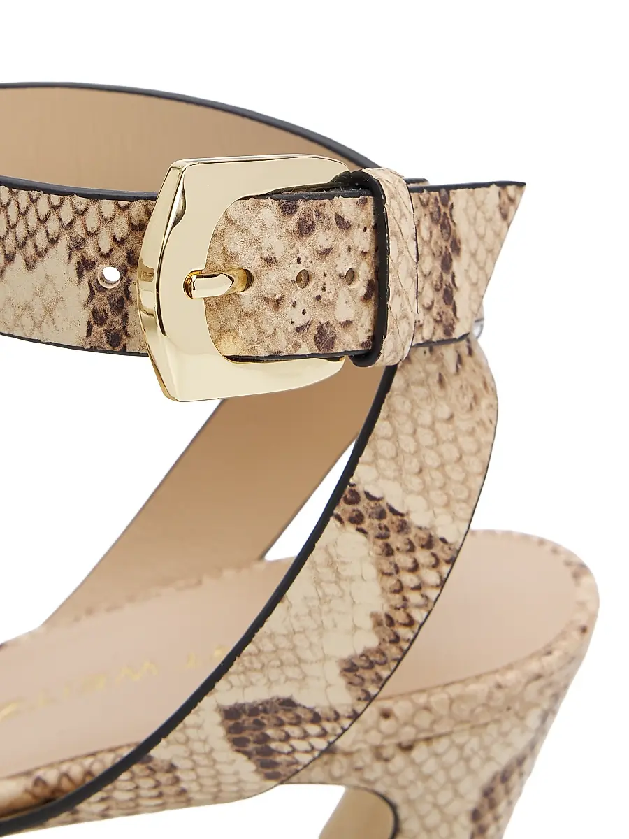 Stuart Weitzman Women's Sai 50MM Snake-Embossed Leather Block-Heel Sandals | Thumbnail 5 Stuart Weitzman Women's Sai 50MM Snake-Embossed Leather Block-Heel Sandals | Thumbnail 5