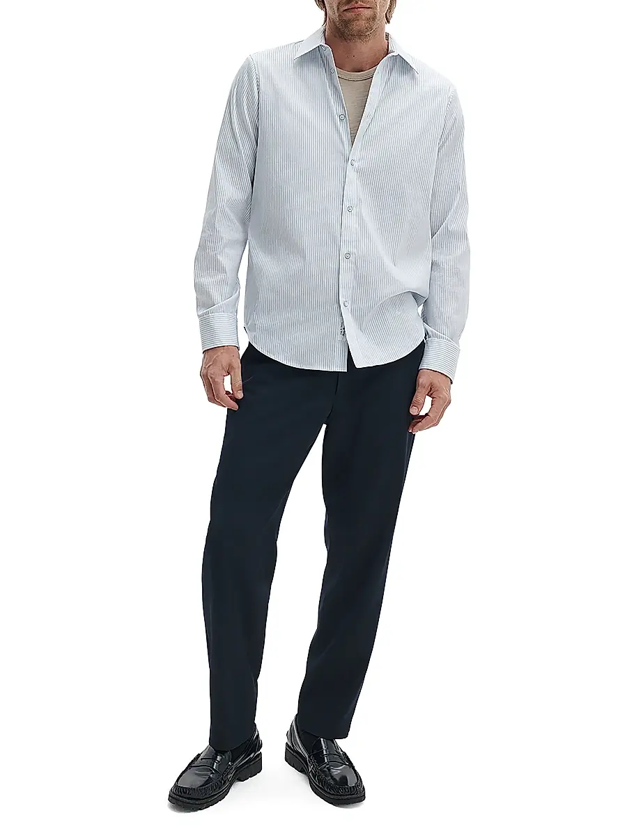 rag & bone Men's Patrick Striped Poplin Cotton-Blend Shirt | Thumbnail 2