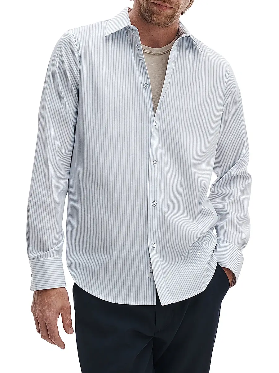 rag & bone Men's Patrick Striped Poplin Cotton-Blend Shirt | Thumbnail 3