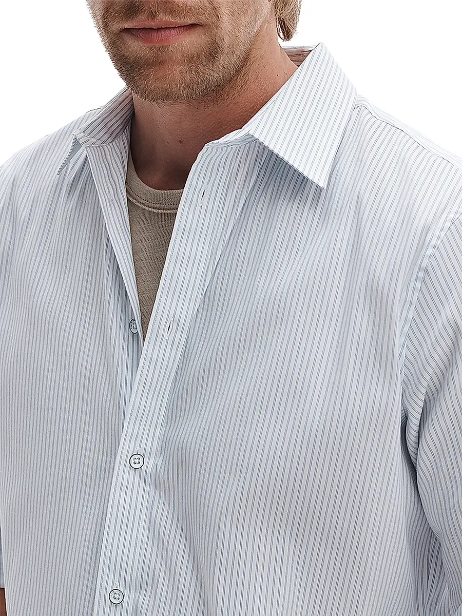 rag & bone Men's Patrick Striped Poplin Cotton-Blend Shirt | Thumbnail 4