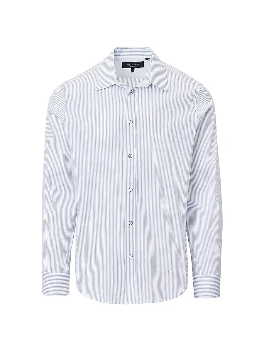 rag & bone Men's Patrick Striped Poplin Cotton-Blend Shirt