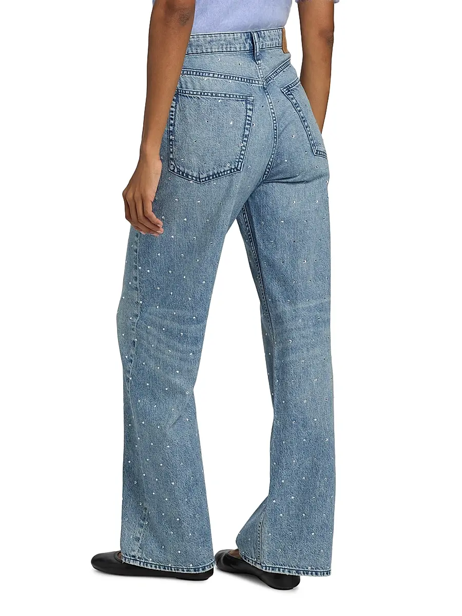 rag & bone Women's Logan Rhinestone Featherweight Wide-Leg Jeans | Thumbnail 5 rag & bone Women's Logan Rhinestone Featherweight Wide-Leg Jeans | Thumbnail 5