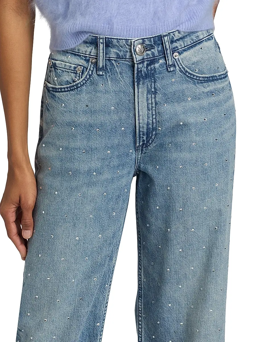 rag & bone Women's Logan Rhinestone Featherweight Wide-Leg Jeans | Thumbnail 6 rag & bone Women's Logan Rhinestone Featherweight Wide-Leg Jeans | Thumbnail 6