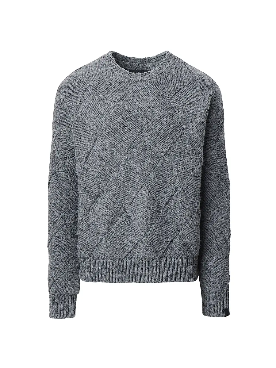 rag & bone Men's Hand-Knit Entrelac Crewneck Sweater - Charcoal | Image 1 rag & bone Men's Hand-Knit Entrelac Crewneck Sweater - Charcoal | Image 1