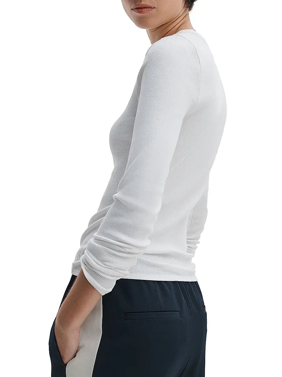 rag & bone Women's The Essential Rib-Knit Long-Sleeve Crewneck T-Shirt | Thumbnail 4