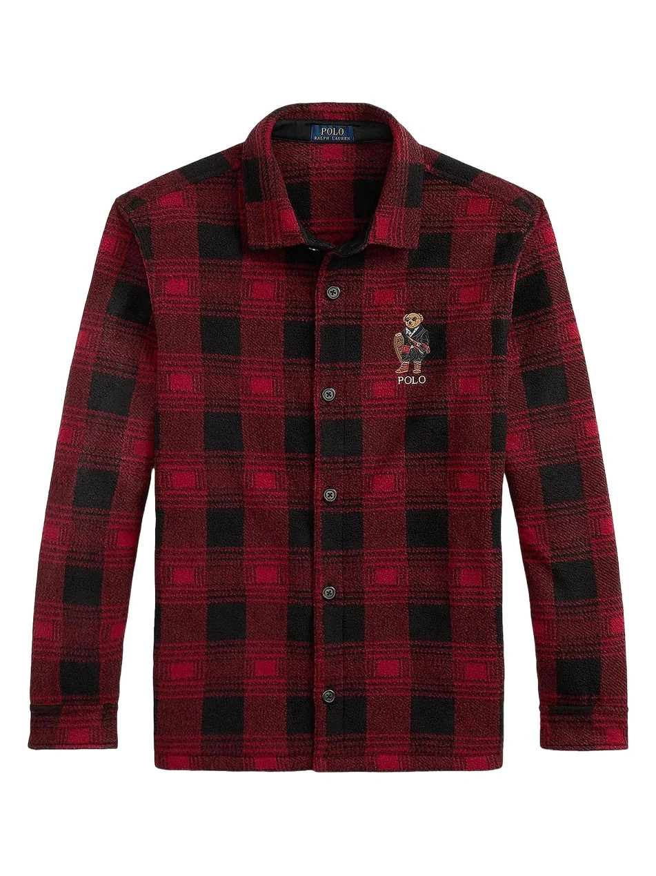 Polo Ralph Lauren Men's Polo Bear Plaid Fleece Shirt Jacket