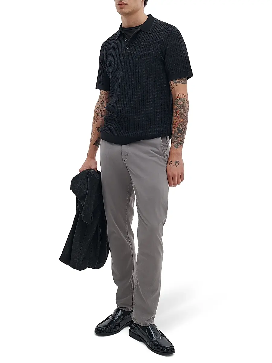 rag & bone Men's Harvey Rib-Knit Cotton-Blend Polo Shirt | Thumbnail 2 rag & bone Men's Harvey Rib-Knit Cotton-Blend Polo Shirt | Thumbnail 2