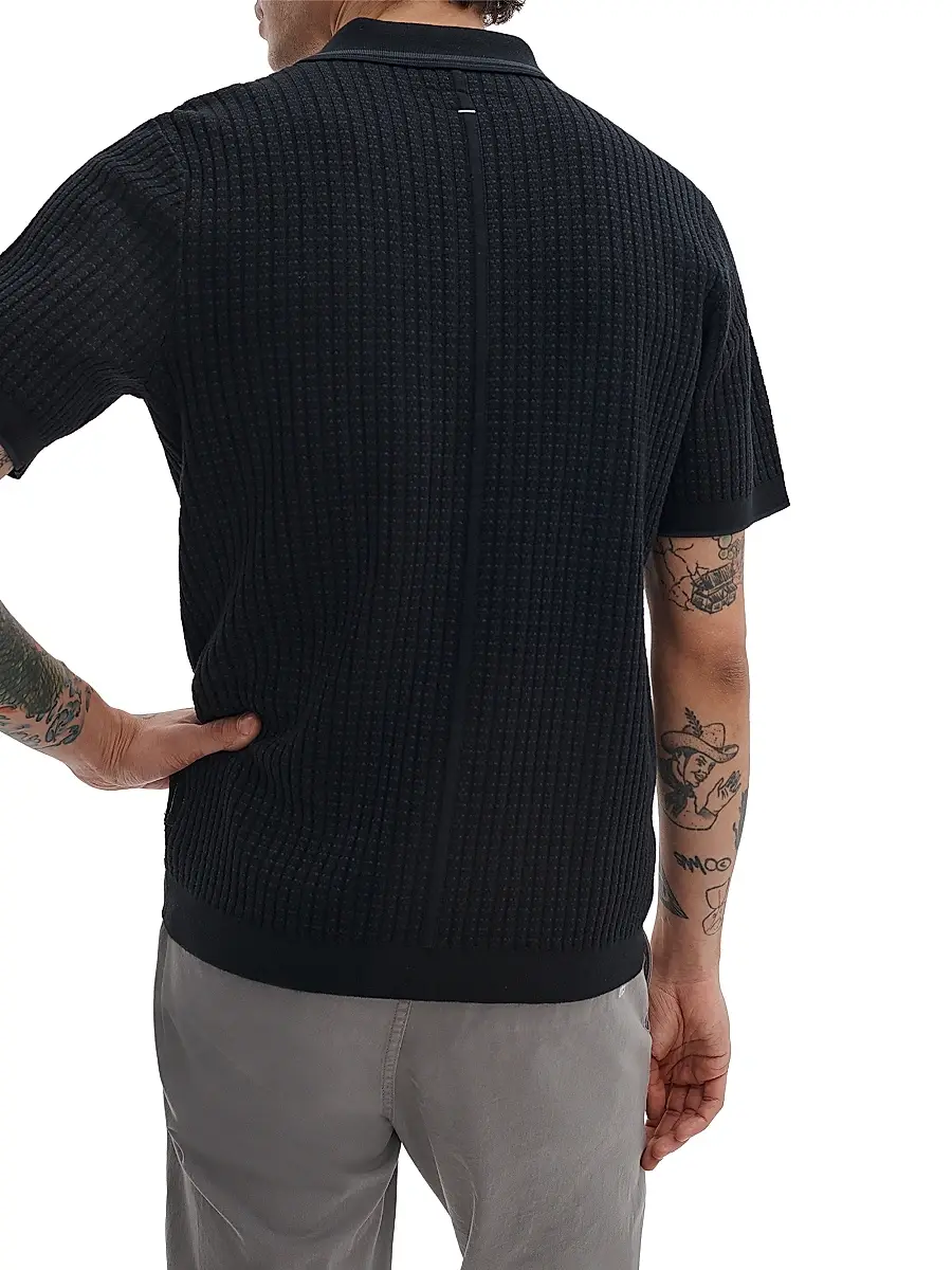 rag & bone Men's Harvey Rib-Knit Cotton-Blend Polo Shirt | Thumbnail 5 rag & bone Men's Harvey Rib-Knit Cotton-Blend Polo Shirt | Thumbnail 5