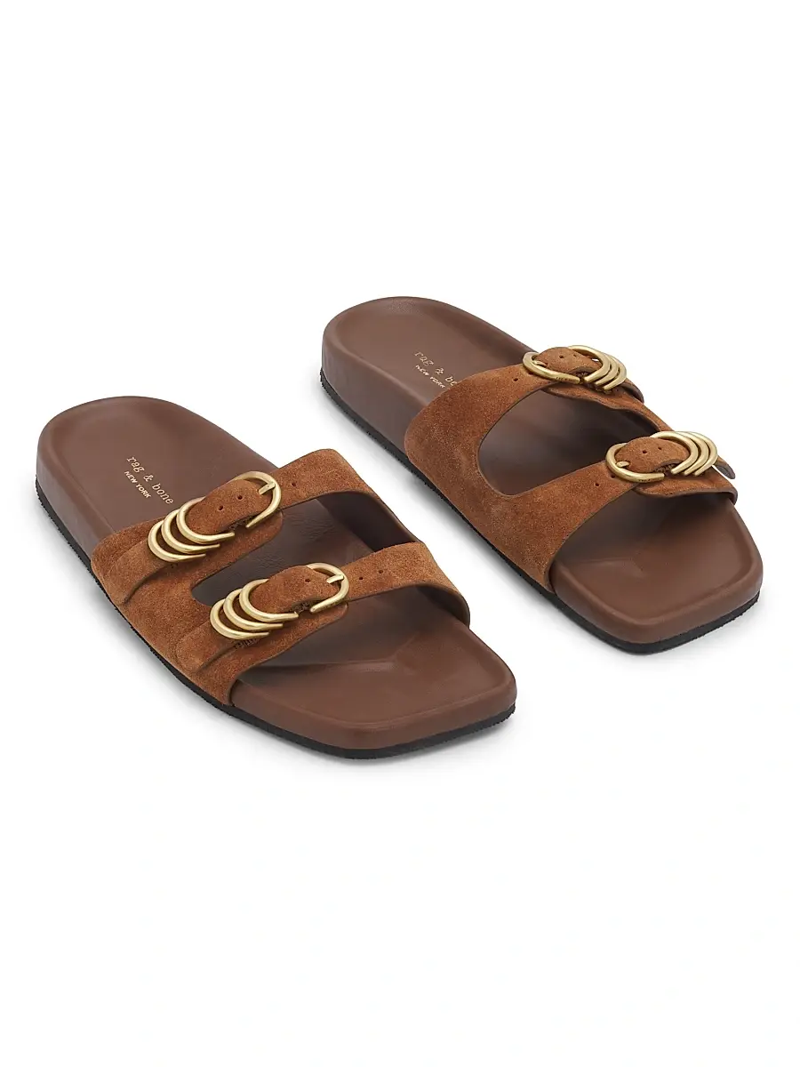 rag & bone Women's Rue Buckle Suede Slides | Thumbnail 2 rag & bone Women's Rue Buckle Suede Slides | Thumbnail 2