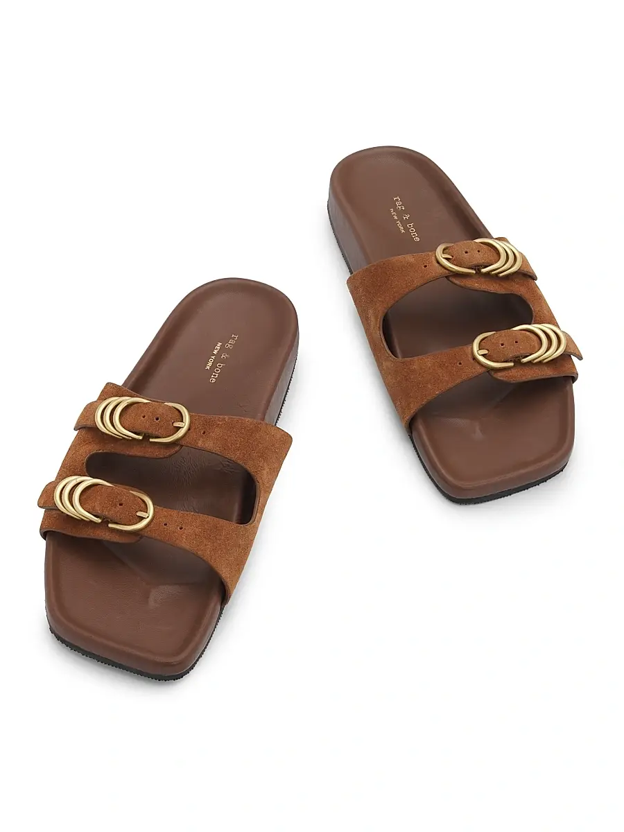 rag & bone Women's Rue Buckle Suede Slides | Thumbnail 4 rag & bone Women's Rue Buckle Suede Slides | Thumbnail 4