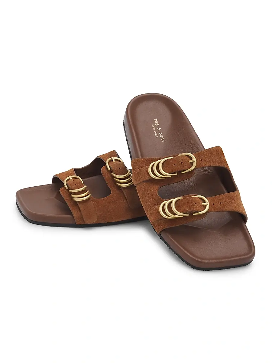 rag & bone Women's Rue Buckle Suede Slides | Thumbnail 6 rag & bone Women's Rue Buckle Suede Slides | Thumbnail 6