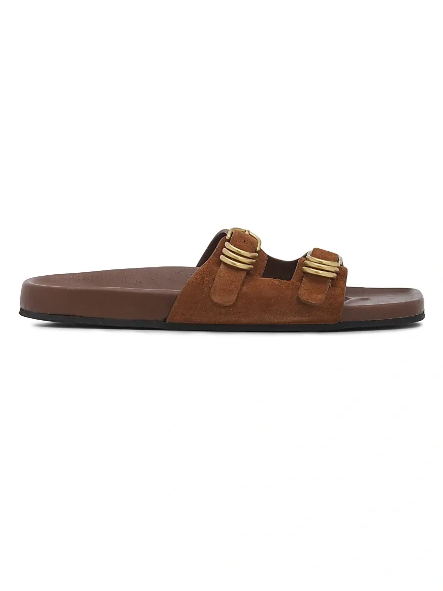 rag & bone Women's Rue Buckle Suede Slides