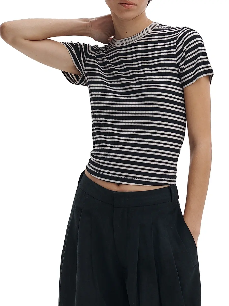 rag & bone Women's Luca Stripe Contrast T-Shirt | Thumbnail 3