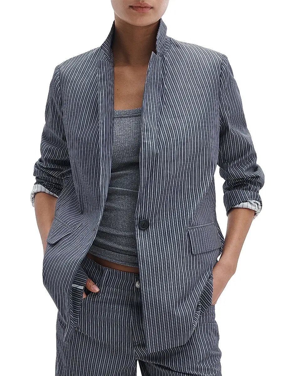 rag & bone Women's Jennie Striped Poplin Blazer | Thumbnail 3