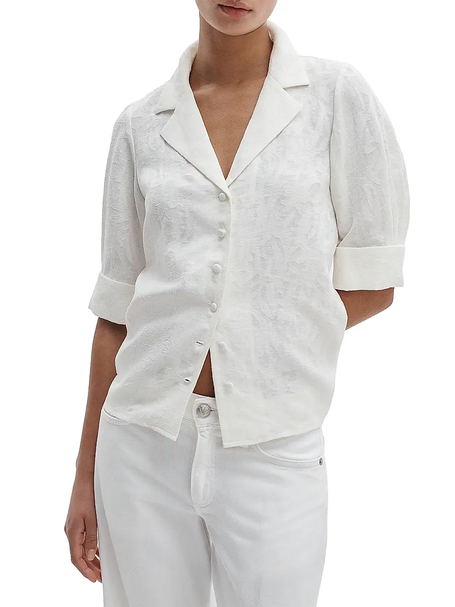 rag & bone Women's Carmella Jacquard Button-Front Top | Thumbnail 3