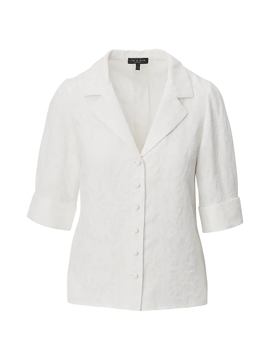 rag & bone Women's Carmella Jacquard Button-Front Top