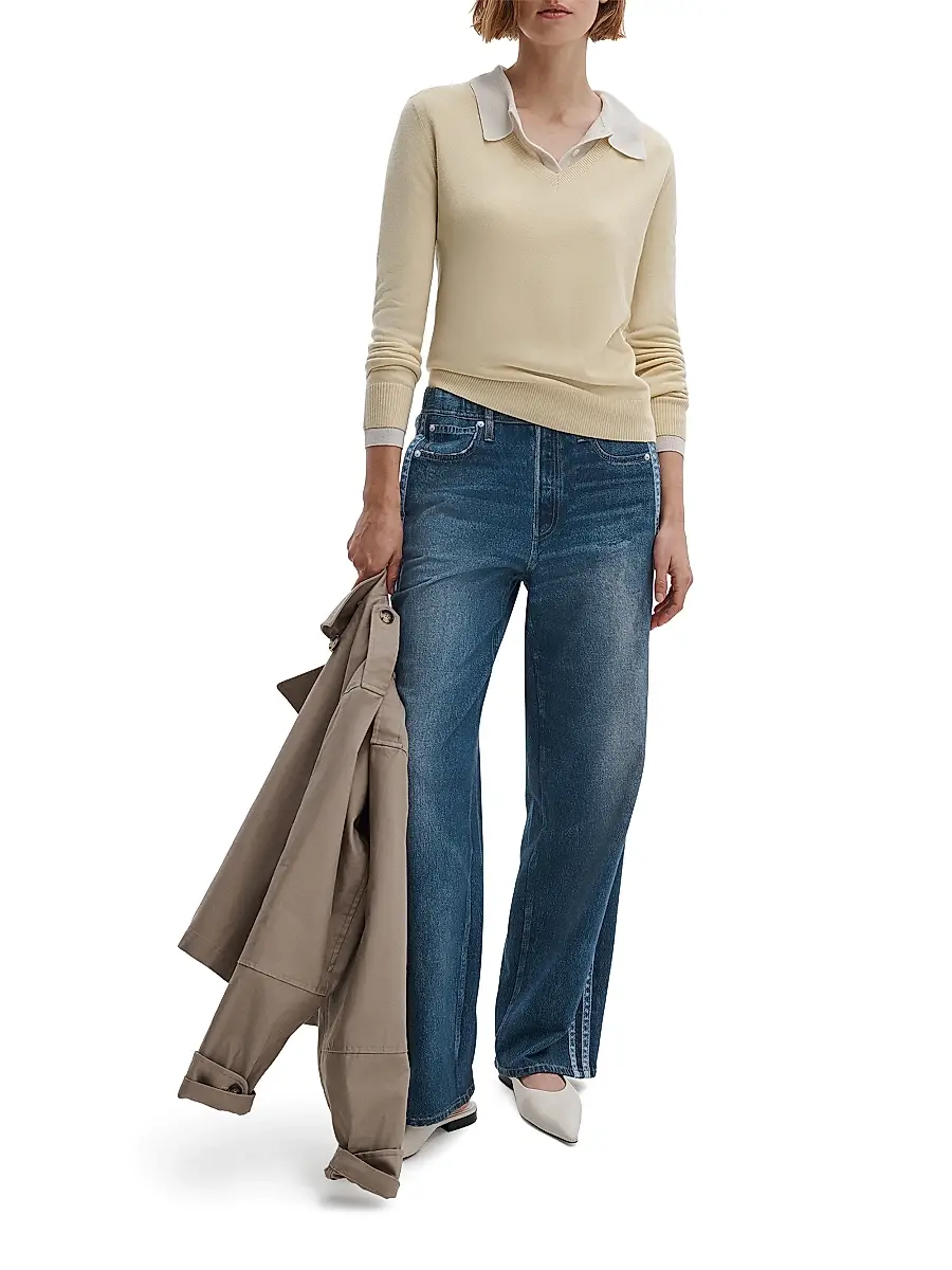 rag & bone Women's Anne Long-Sleeve Wool Polo Sweater | Thumbnail 2