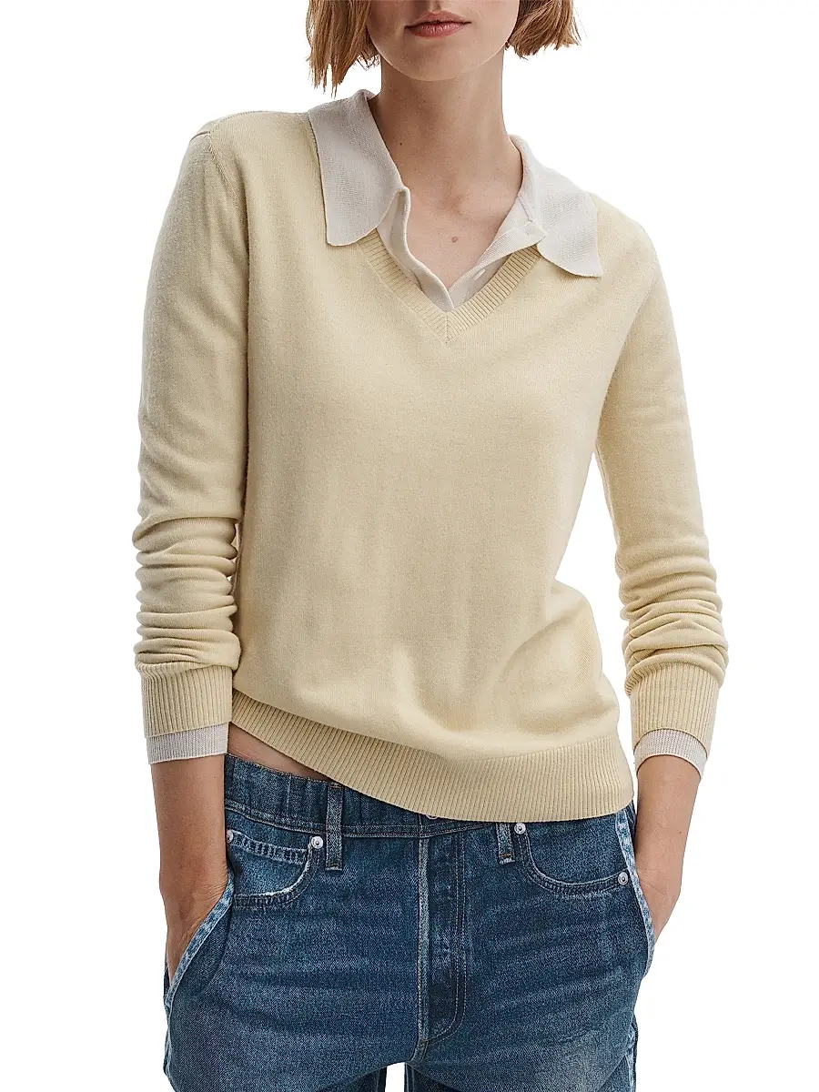 rag & bone Women's Anne Long-Sleeve Wool Polo Sweater | Thumbnail 3