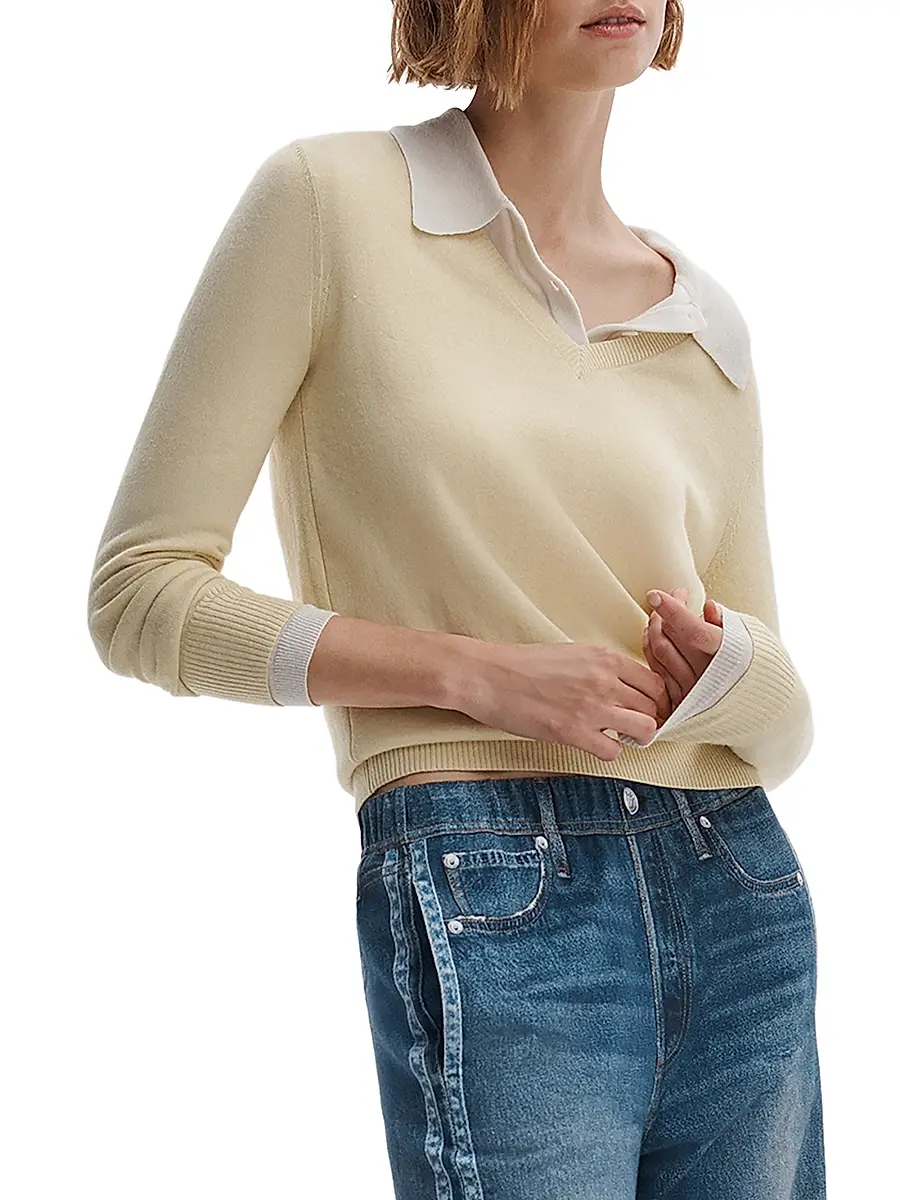 rag & bone Women's Anne Long-Sleeve Wool Polo Sweater | Thumbnail 5