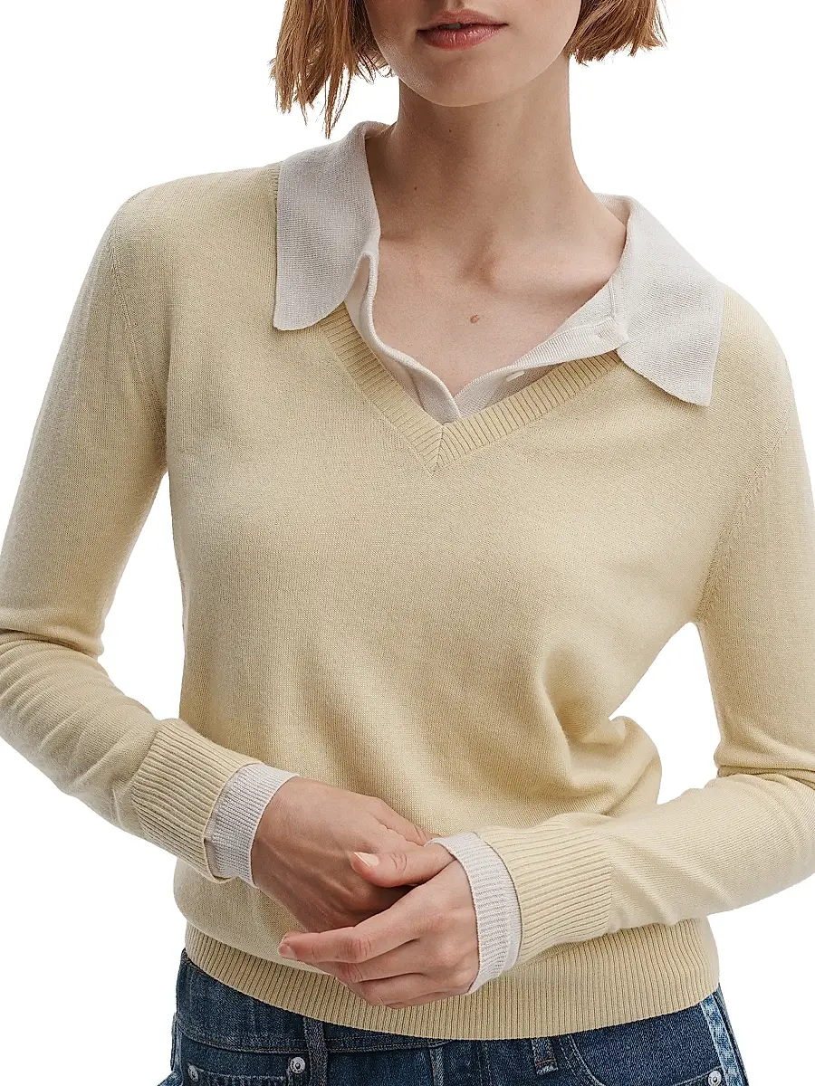 rag & bone Women's Anne Long-Sleeve Wool Polo Sweater | Thumbnail 6