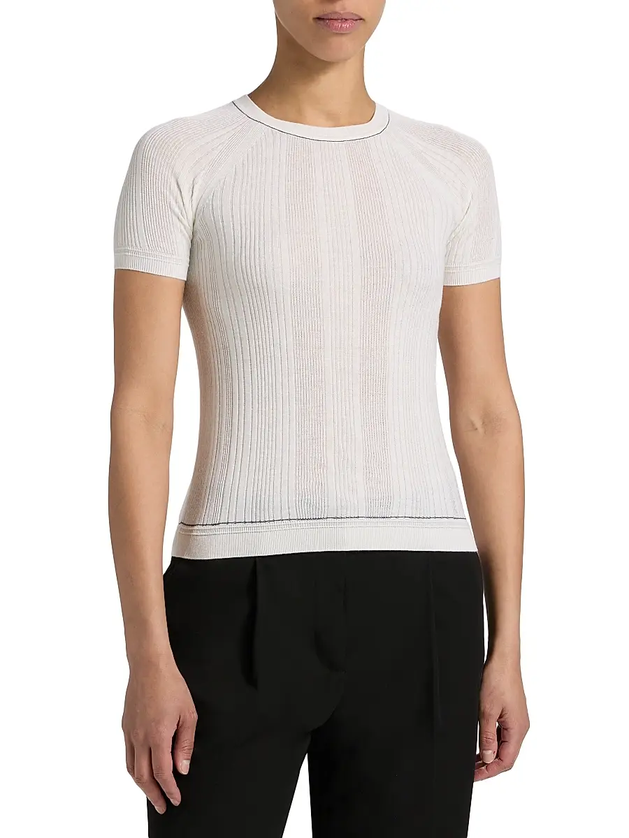 rag & bone Women's Teresa Rib-Knit Short-Sleeve Sweater | Thumbnail 3