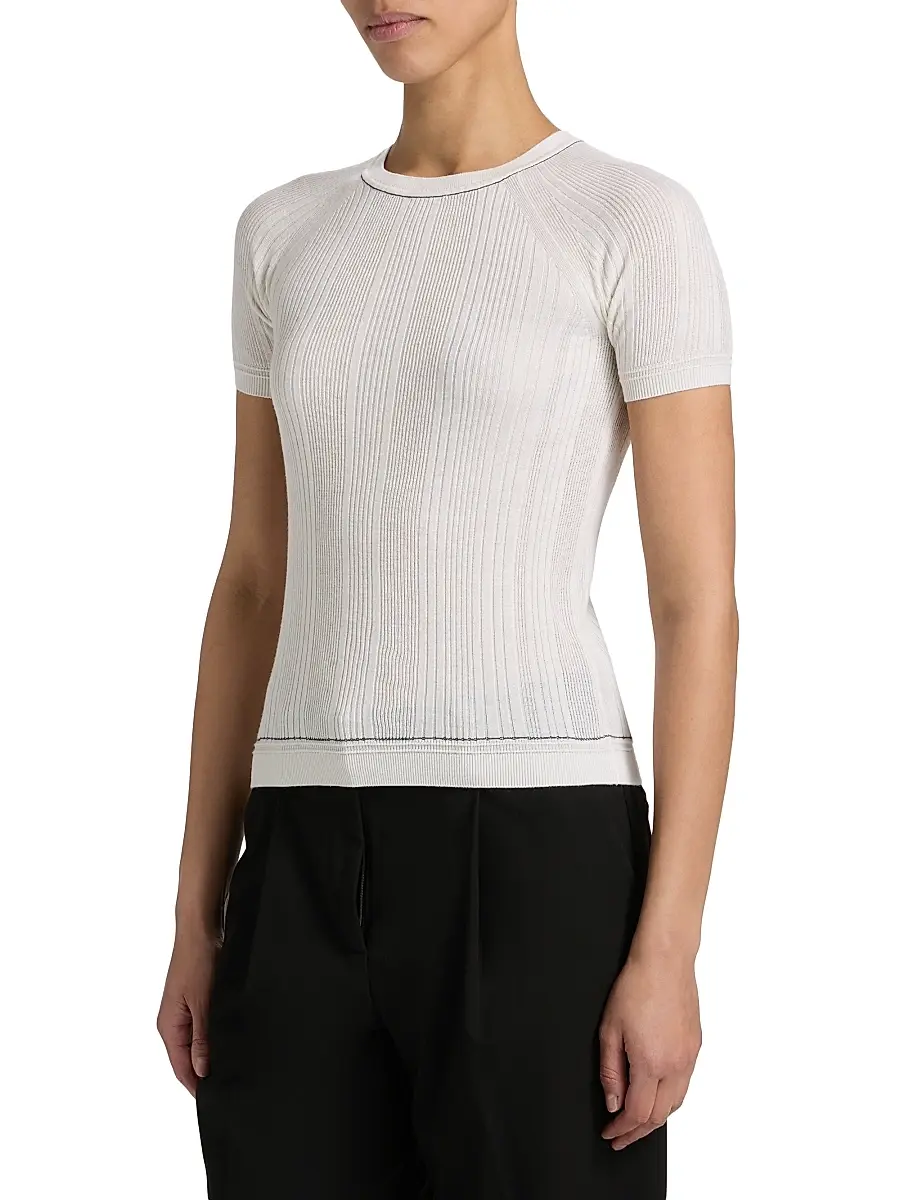 rag & bone Women's Teresa Rib-Knit Short-Sleeve Sweater | Thumbnail 4