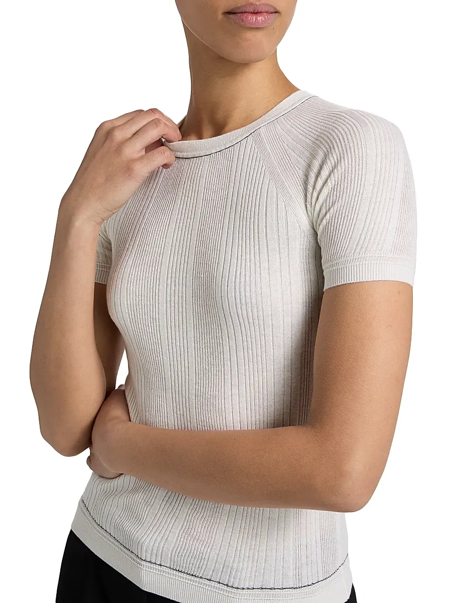 rag & bone Women's Teresa Rib-Knit Short-Sleeve Sweater | Thumbnail 6