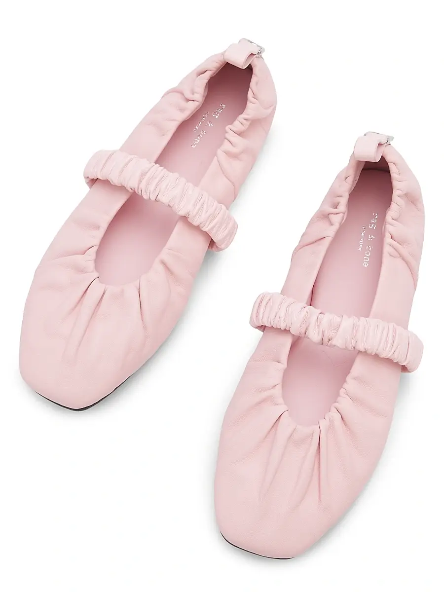 rag & bone Women's Spire Ruched Leather Mary Jane Flats | Thumbnail 4