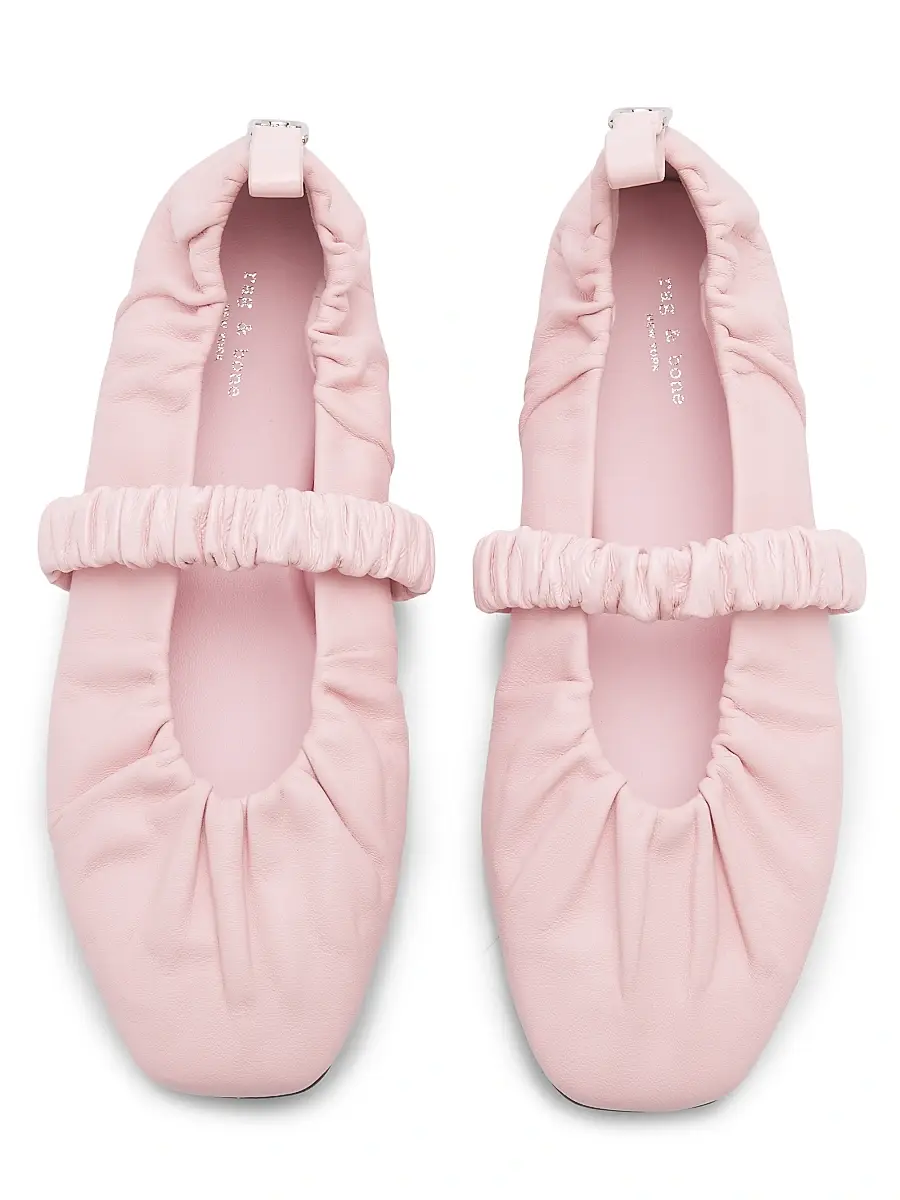 rag & bone Women's Spire Ruched Leather Mary Jane Flats | Thumbnail 6