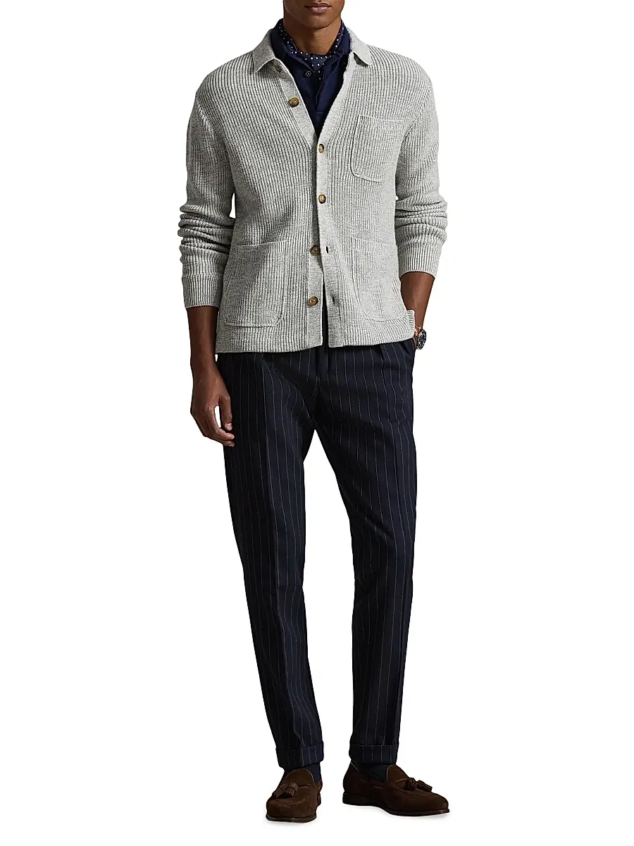 Polo Ralph Lauren Men's Rib-Knit Cotton Pocket Cardigan | Thumbnail 2 Polo Ralph Lauren Men's Rib-Knit Cotton Pocket Cardigan | Thumbnail 2