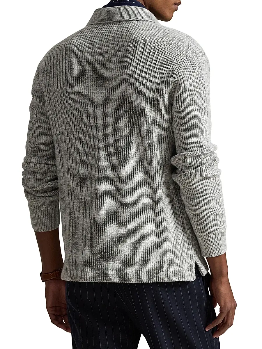 Polo Ralph Lauren Men's Rib-Knit Cotton Pocket Cardigan | Thumbnail 3 Polo Ralph Lauren Men's Rib-Knit Cotton Pocket Cardigan | Thumbnail 3