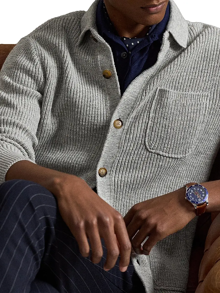 Polo Ralph Lauren Men's Rib-Knit Cotton Pocket Cardigan | Thumbnail 4 Polo Ralph Lauren Men's Rib-Knit Cotton Pocket Cardigan | Thumbnail 4